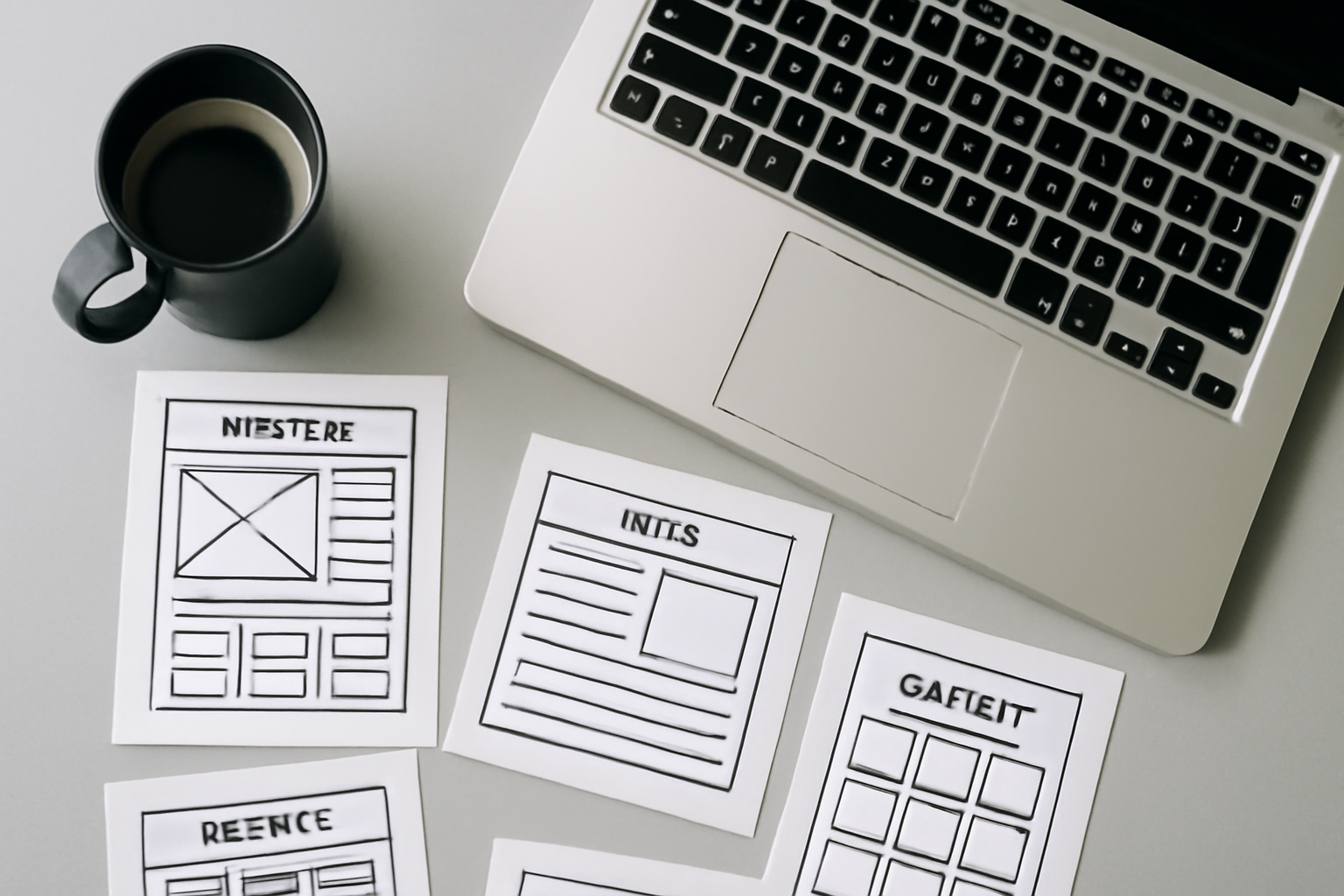 Detailed notes and sketches for website creation process, ideal for planning digital projects.