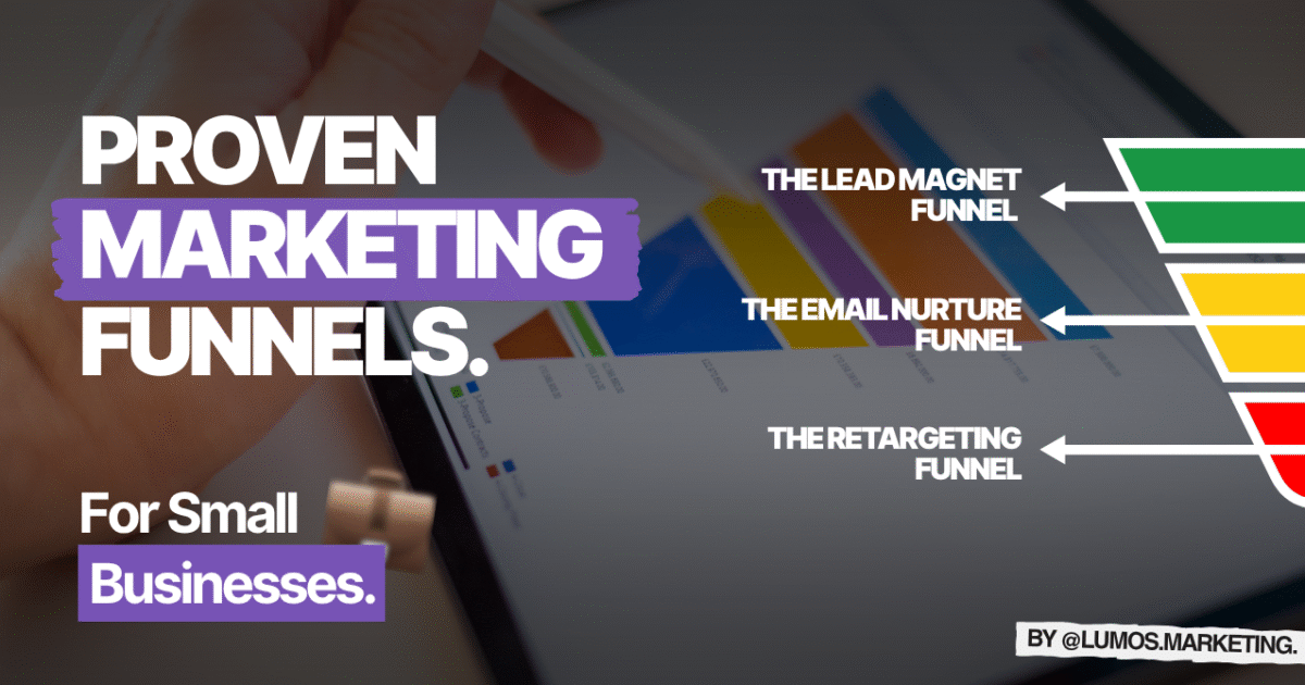 Flowchart showing 3 types of marketing funnels for small businesses